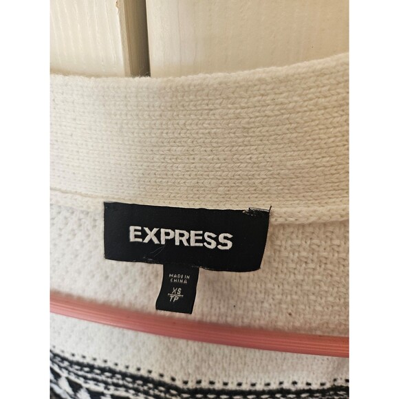 Express aztec oversized cardigan black white waffle knit xs s - Picture 4 of 5